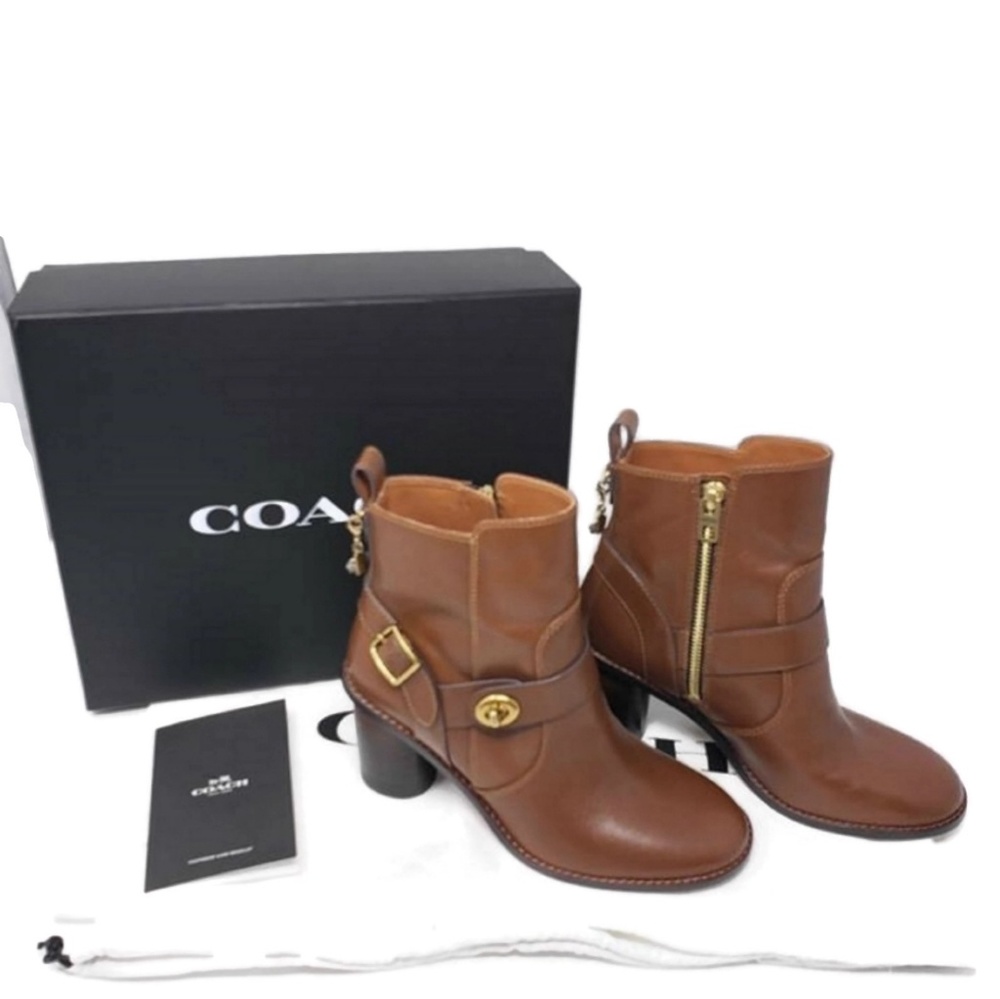 Coach Brown Saddle Moto Boots/Booties - Picture 1 of 8